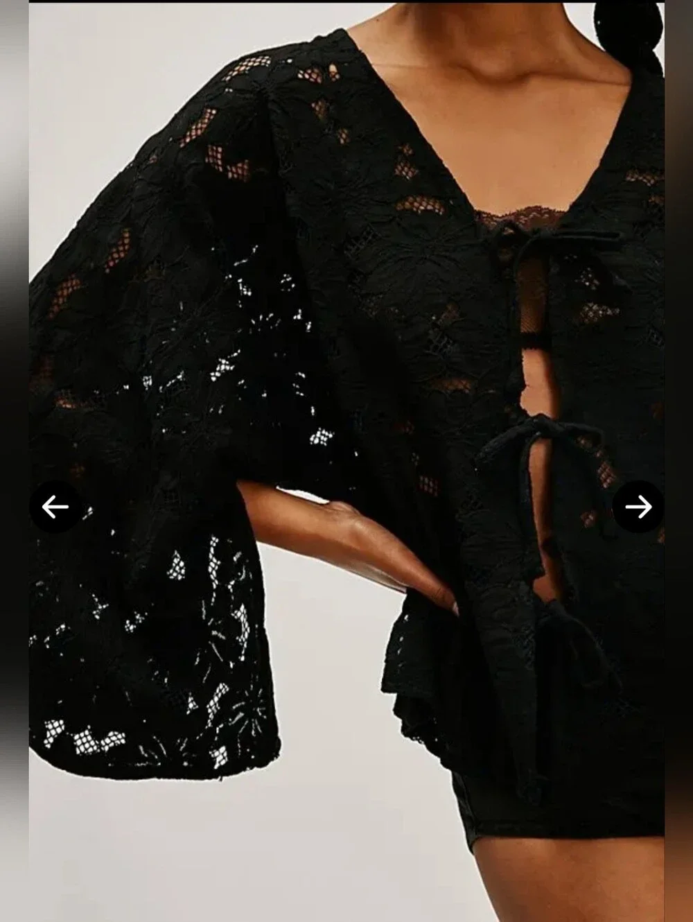 Free People Ramona Lace Kimono Top One Size